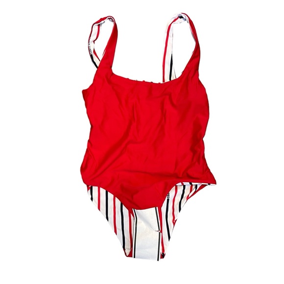 Saint James x Solid & Striped One Piece Swimsuit Striped Red/Navy Reversible XS - Picture 6 of 7
